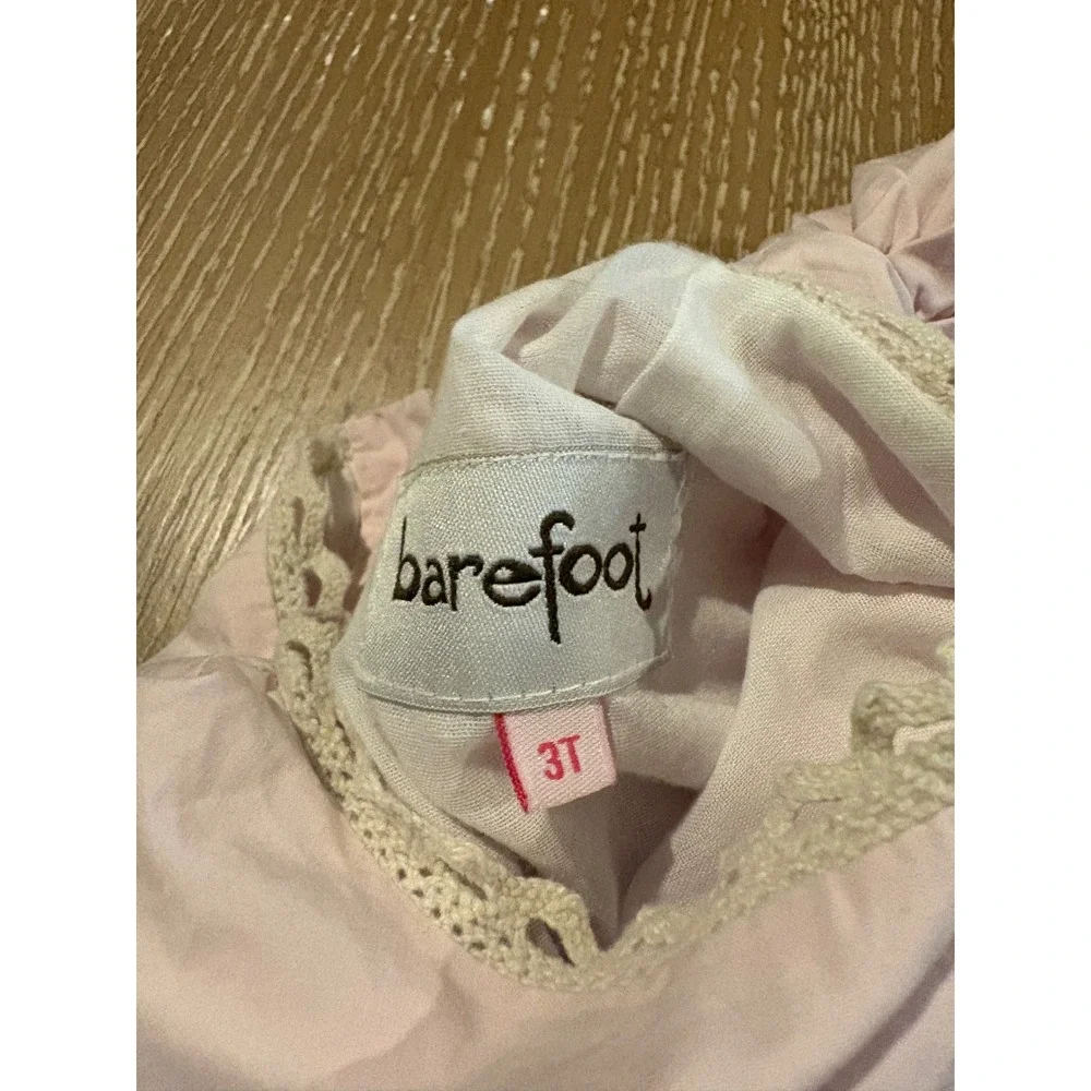 Barefoot Toddler Pink Dress 3T Lace Trim Cottagecore Prairie Vintage Style EUC